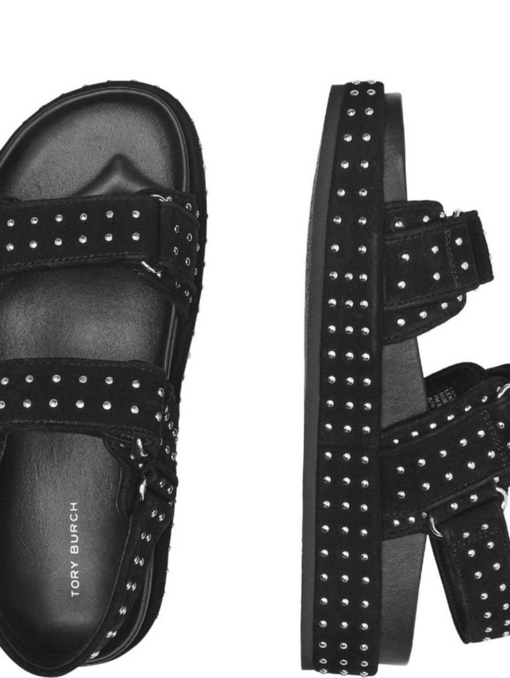 Size 5.5 - 🆕️ TORY BURCH KIRA Black Sport Studded Platform Sandals with Logo - Picture 10 of 12